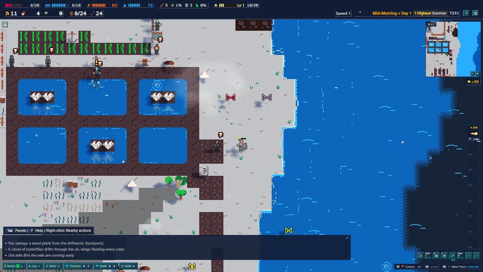 Fish ponds on a snowy coast