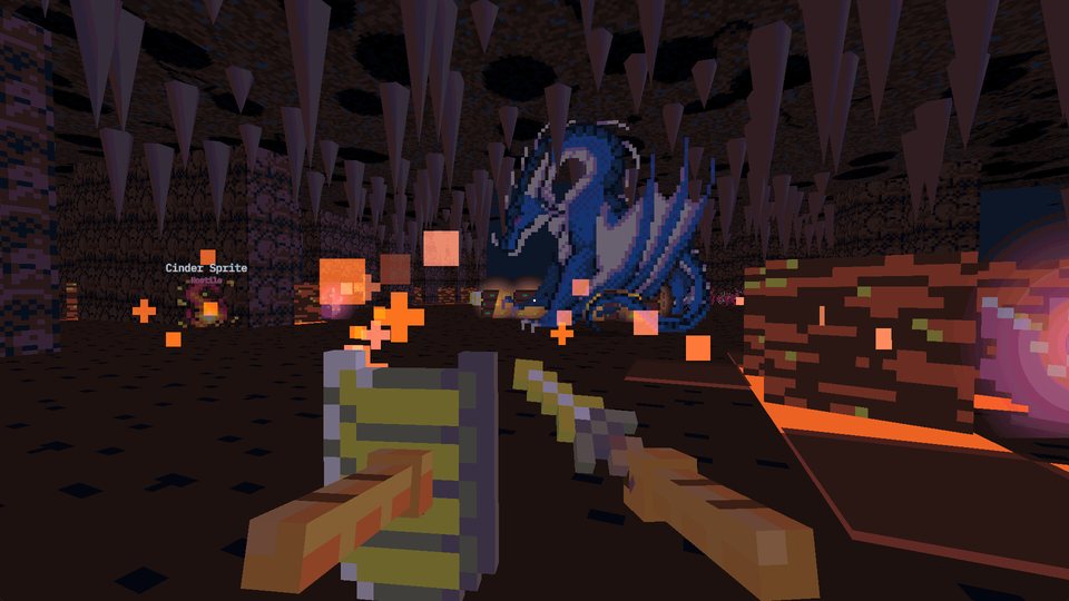 A dragon fight in first-person 3D