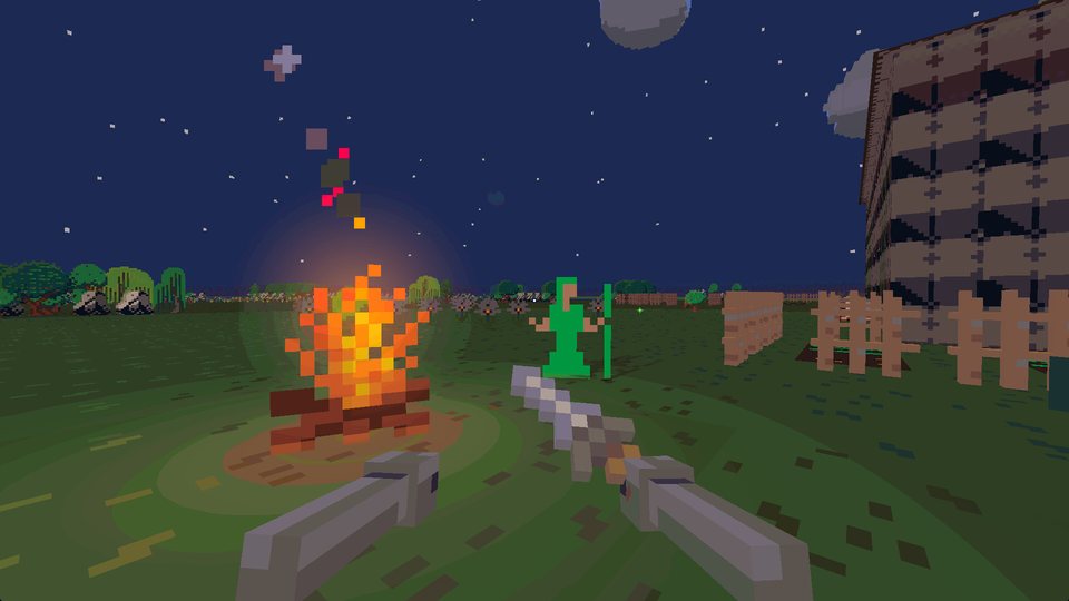 A campfire at night in 3D
